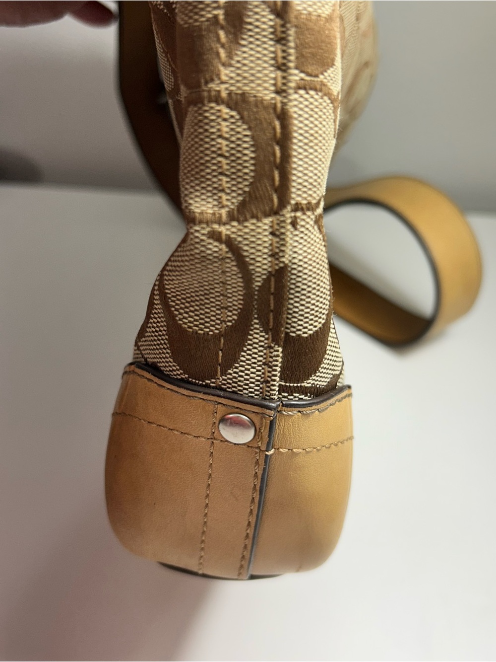 Coach Brown Signature Canvas Crossbody with Tan Leather Trim F12327 - Picture 6 of 15